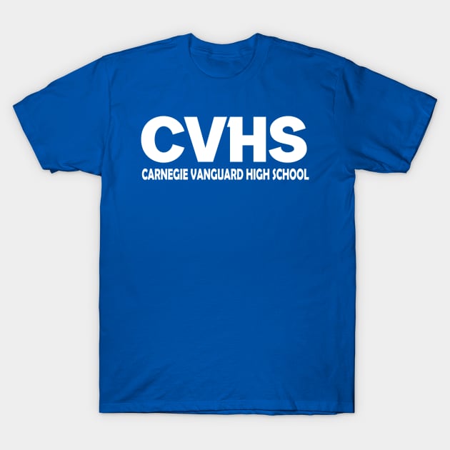 CVHS Carnegie Vanguard HS in White lettering T-Shirt by Carnegie Vanguard High School PTO